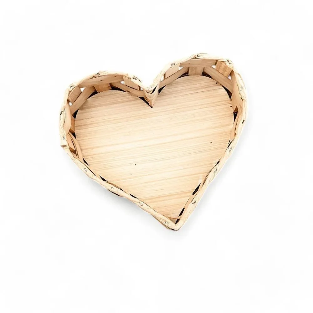 Brand New Rustic Handcrafted Wooden Heart Basket